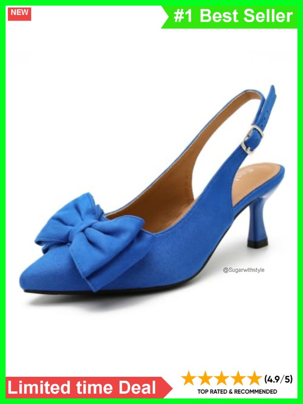 Faux Suede Kitten Slingback Heels Pointed Toe Bow Pumps Dress Shoes